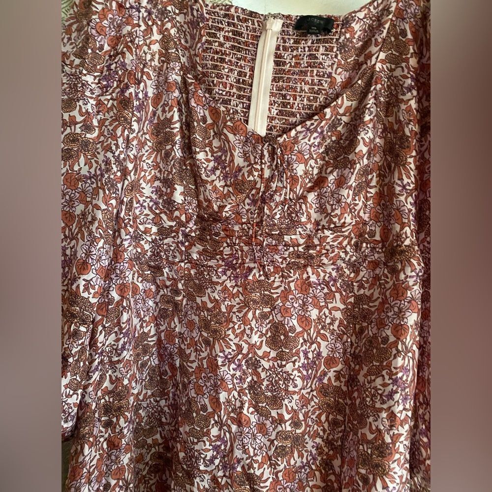 J. Crew  Sweetheart Midi Dress 3/4 Sleeve Floral Pink Stretch Sz 10 - Picture 4 of 14